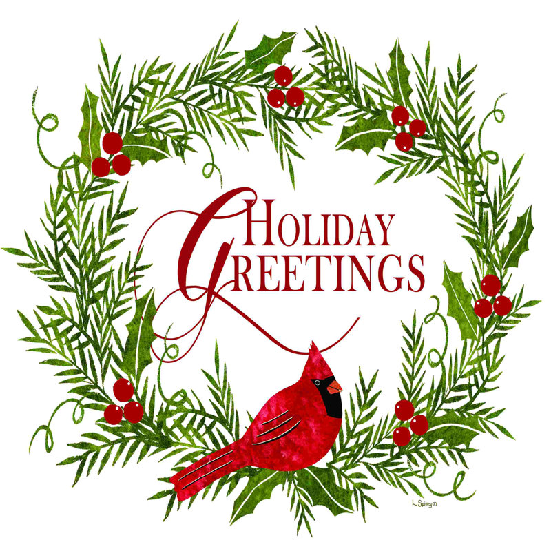 Couronne de cardinal «Holiday Greetings» I, H 30 po x l 30 po