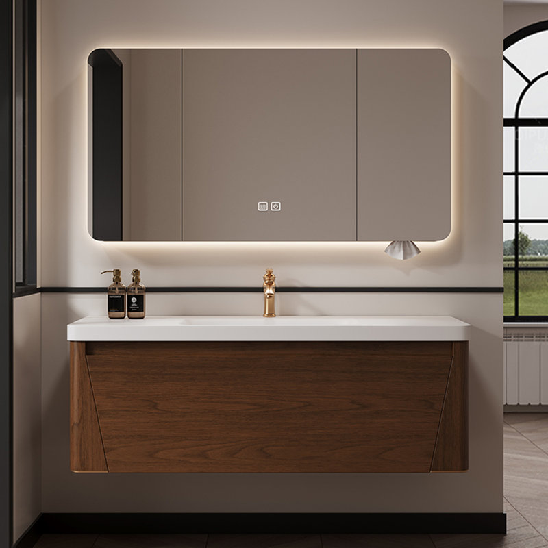 Chinese-style brown bathroom cabinet