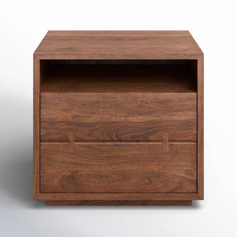 Rustic Brown Mango Wood 26" Nightstand with Iron Base