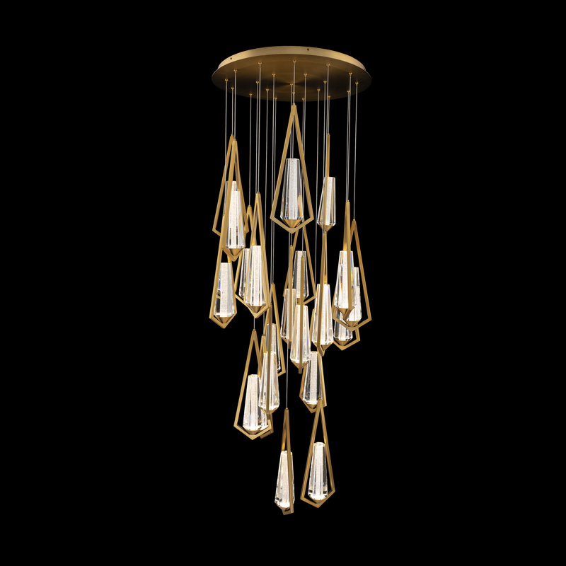 Devotion LED Pendant, 18" H x 26" W x 26" D, Aged Brass, 21 Lights