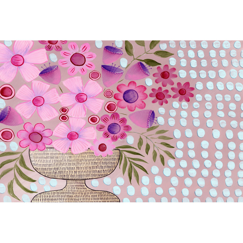Cheeky Pink Floral I by Regina Moore -  Painting, 81 cm H x 122 cm W, Black Floater Framed