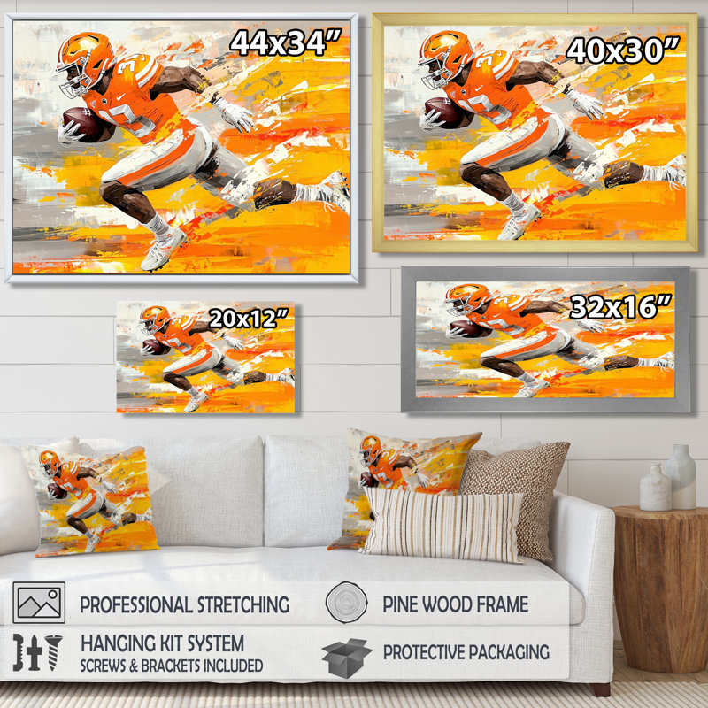Football Touchdown Dance I - Football, impression murale, H 12 po x l 20 po, Doré