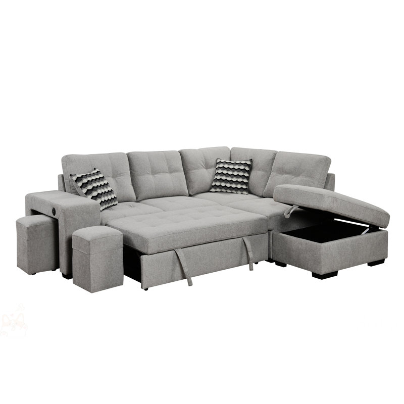 Canapé-lit modulaire escamotable, Sergé de polyester gris