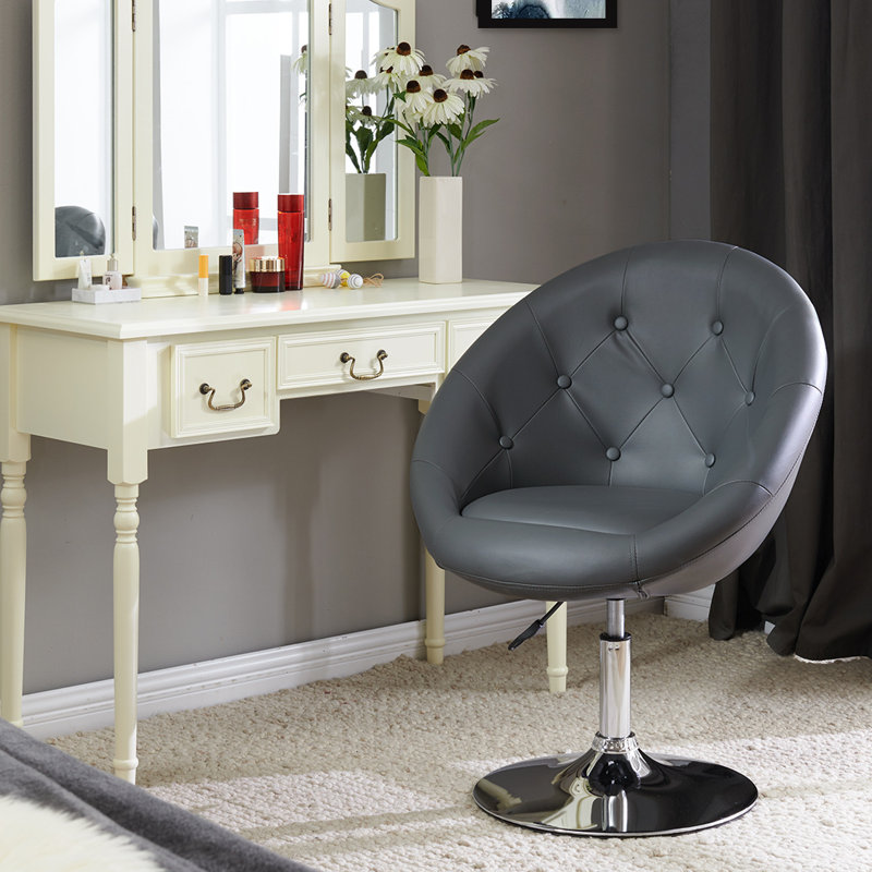 Fauteuil demi-tonneau pivotant de 27,2 po Askins, Similicuir gris