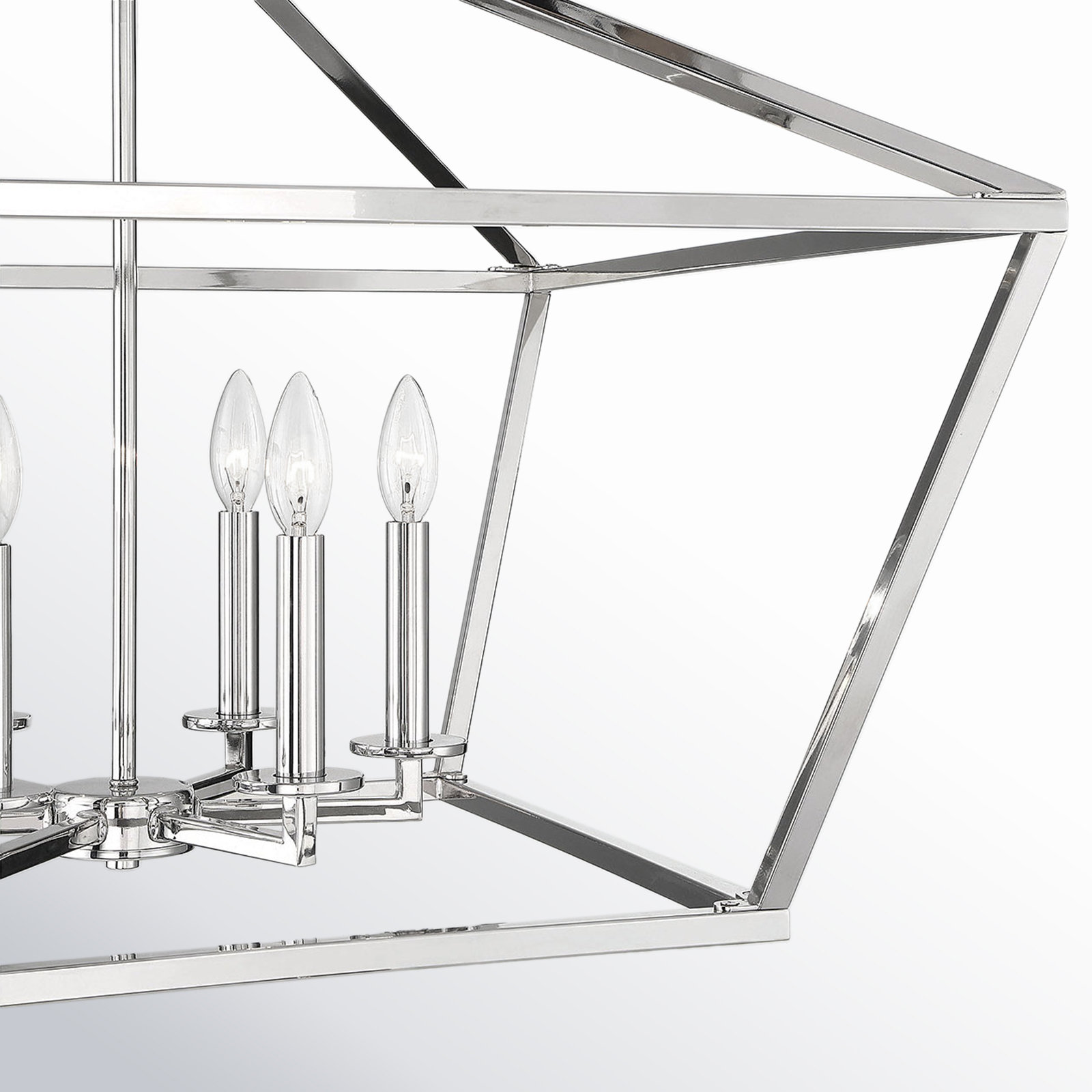 Hastings 6 - Light Metal Dimmable Lantern Chandelier, Polished Nickel