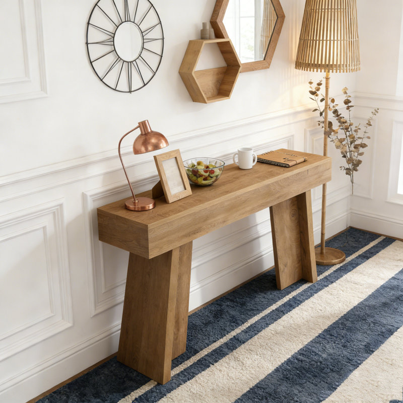 Farmhouse Narrow Entryway Table Behind The Couch