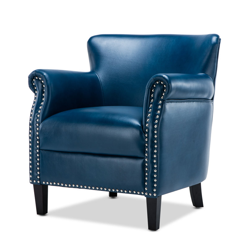 Gail Faux Leather Armchair, Blue Faux Leather