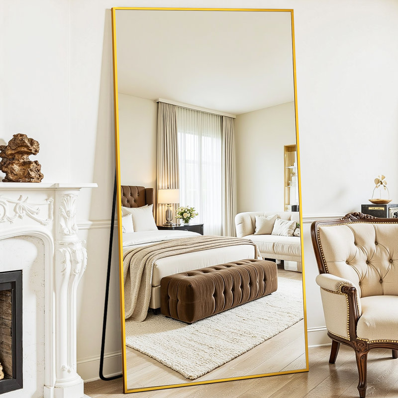 Oversized Full Length Mirror with Stand, Standing Mirror Full Body, Floor Mirror with Aluminum Alloy Framed Rectangle Wall Mirror