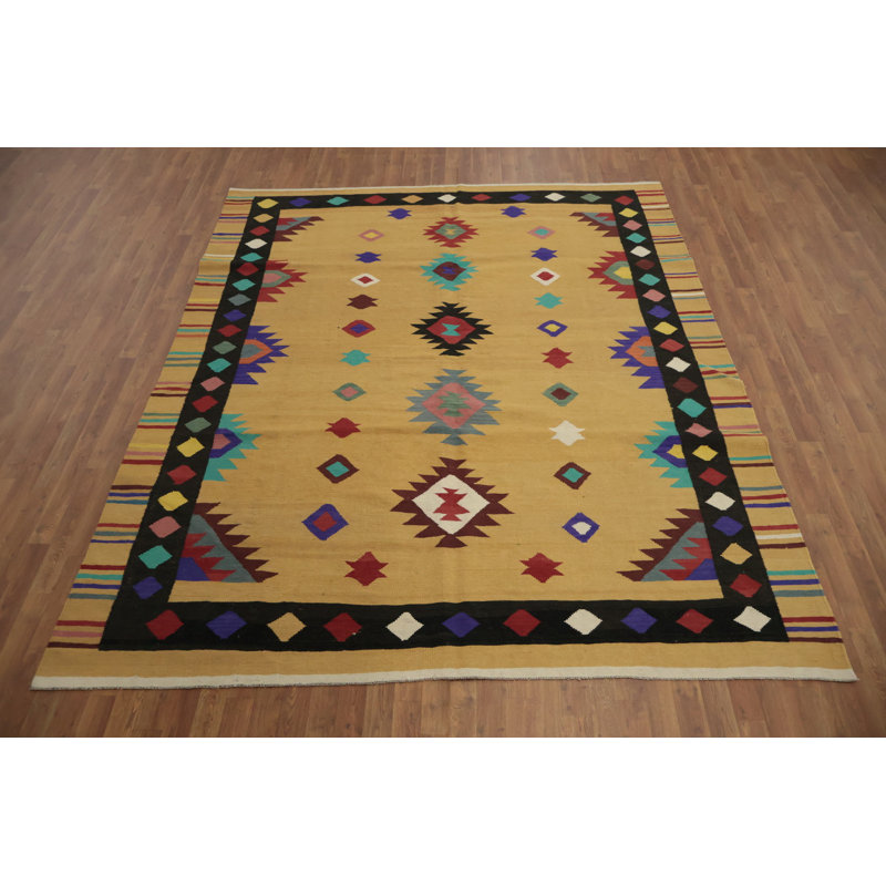 Tapis kilim Bold Tribal 8 x 10 dans des tons de terre riches