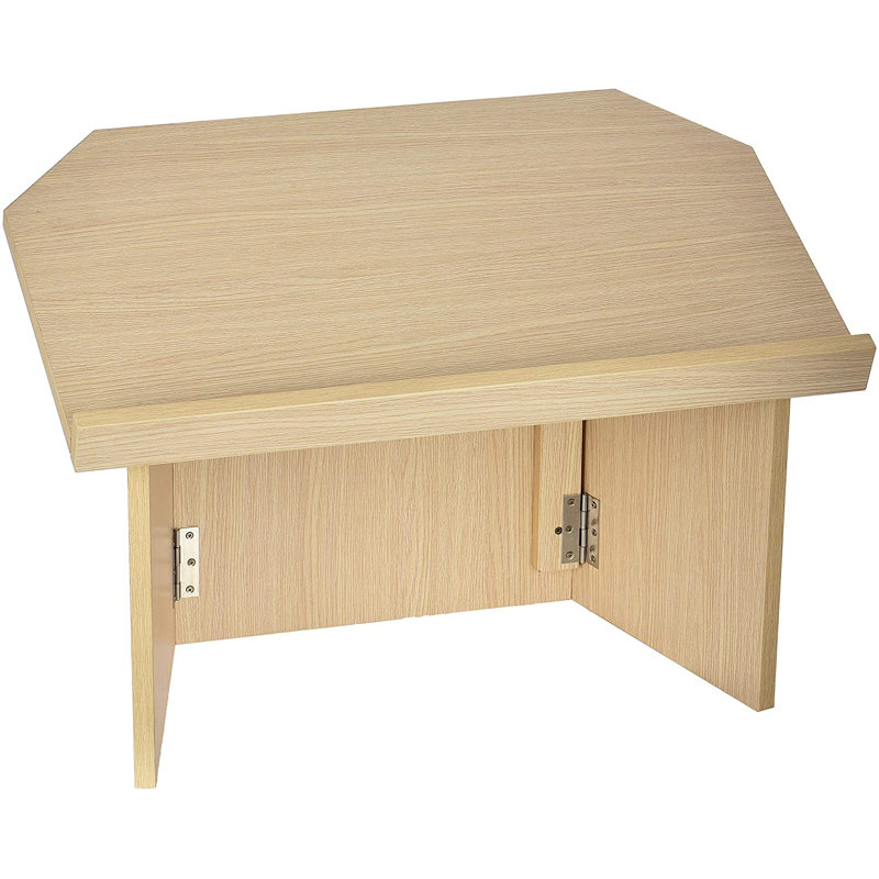 Medium Oak Foldable Tabletop Podium Lectern with Black Cover