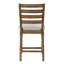 De 2 chaises de salle à manger de hauteur comptoir, bois de finition cerisier traditionnel, 2 chaises de revêtement texturées beiges, structure en bois, assise en tissu