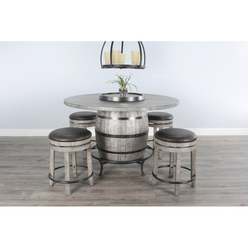 54" Round Wine Barrel Pub Table Set, Gray