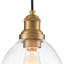 Modern Vintage Brass 1-Light Seeded Clear Glass Dome Pendant Light 