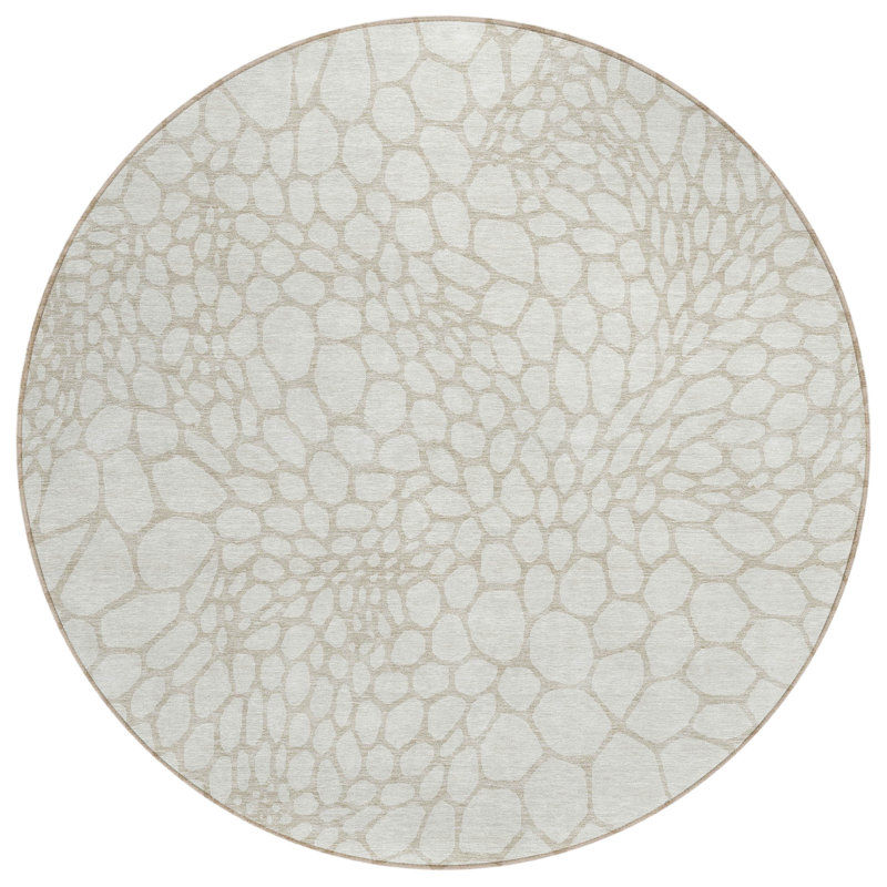 Colwart Flatweave Geometric Indoor / Outdoor Rug, Round 8'