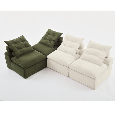 Aucun velours côtelé modulaire, configuration 4, choix de bricolage, beige et versions, noyau en mousse confortable, coussins lombaires inclus pour un confort de chaise imbattable, polyvalence, accoudoirs et repos