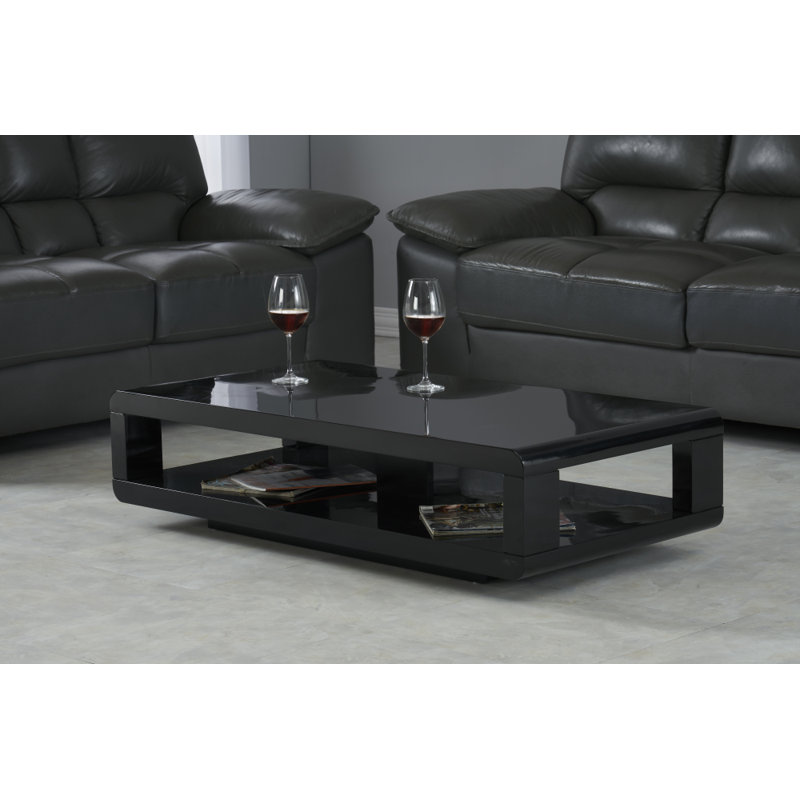 48" Modern Haven Coffee Table with Shelf, Black