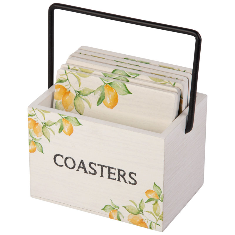 Wood Square 6 Piece Coaster Set