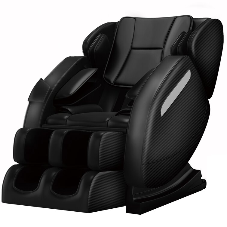 Faux Leather Reclining Heated Massage Chair Latitude Run Upholstery Color: Black Faux Leather