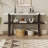 Narrow Console Table with Marble-Effect Top, Retro Entryway Table with Open Shelf, Sofa Table for Entryway, Hallway and Living Room-1675611263