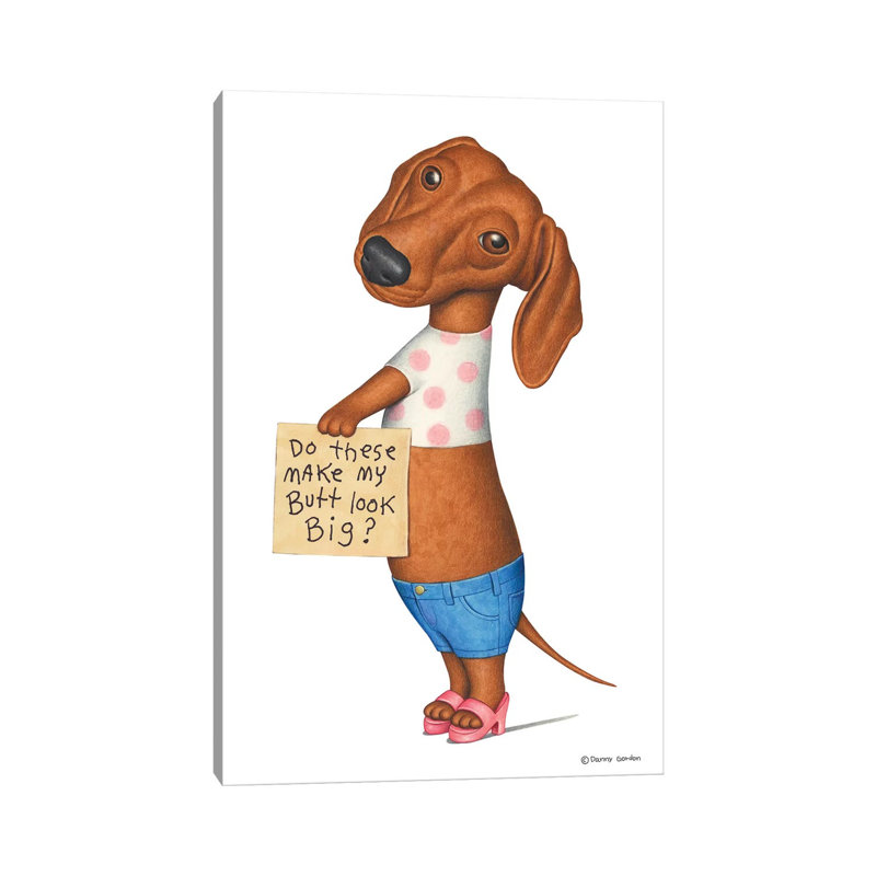 «Dachshund Jean Shorts» par Danny Gordon, impression sur toile tendue, H 40 po x l 26 po x P 1,5 po