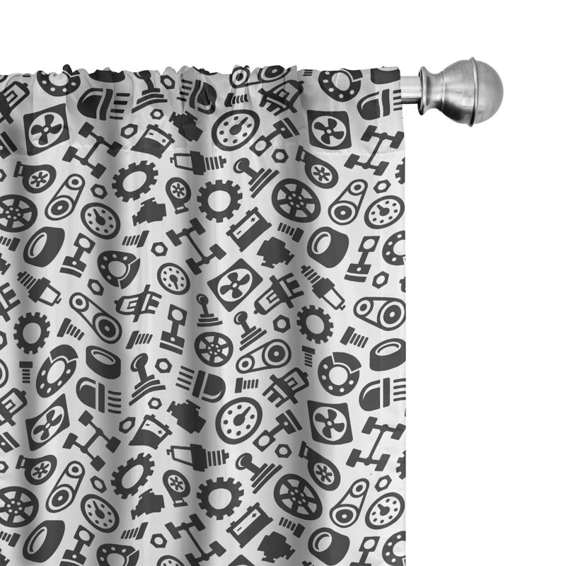 Auto Mechanic Semi-Sheer Rod Pocket Curtain Panels, 28" x 84"