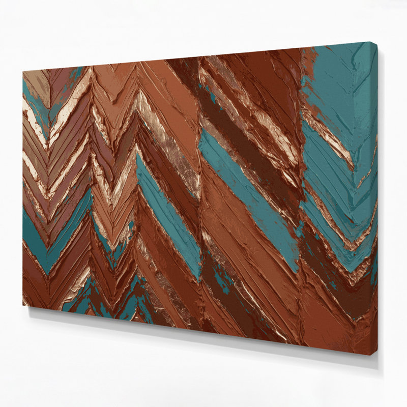«Southwestern Patterns Navajo Chevron 220», art mural sur toile brune, H 11 po x l 14 po