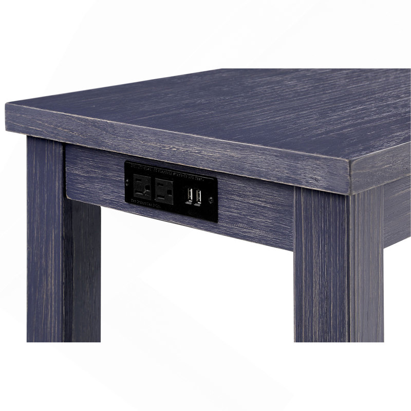 Ensemble de salle à manger en bois gris 4 pièces, Bleu antique, 4 pièces: table, 3 chaises