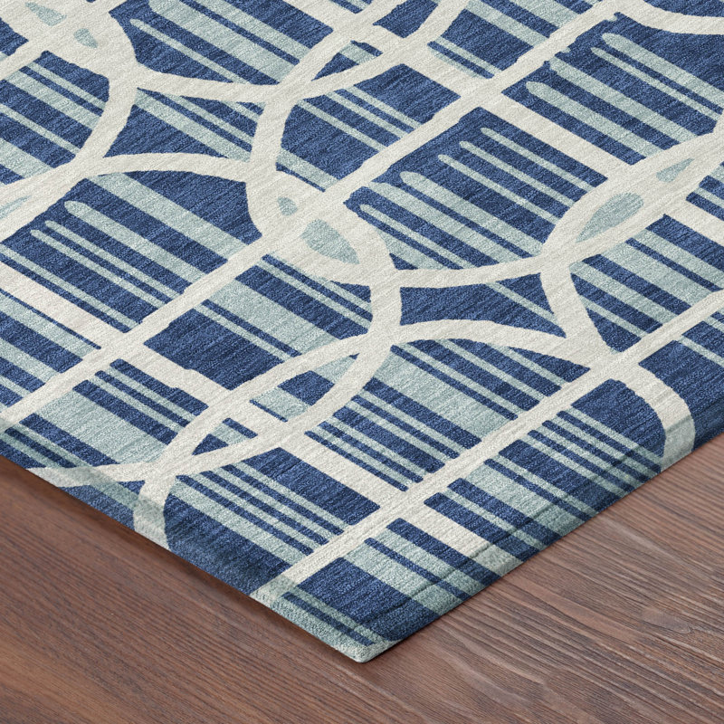 Machine Washable Indoor/Outdoor Chantille ACN2769 Geometric Rug, 8' x 10', Baltic