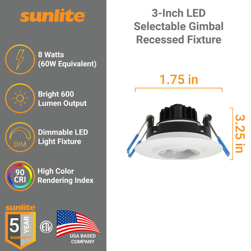 3.25'' Selectable Color Temperature IC Rated Standard Recessed Lighting Kit