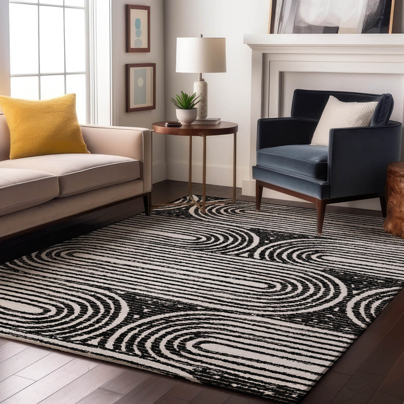 Tapis noir Cerrito AMF540 lavable à la machine de qualité supérieure, Rectangulaire 8 pi x 10 pi