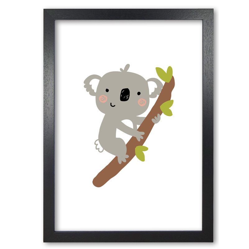 Children's Animals, Koala - Print, 60 cm H x 42 cm W x 5 cm D, Black Grain Frame