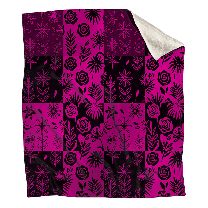 Pink Floral Patchwork Blankets, 50in W x 60in H
