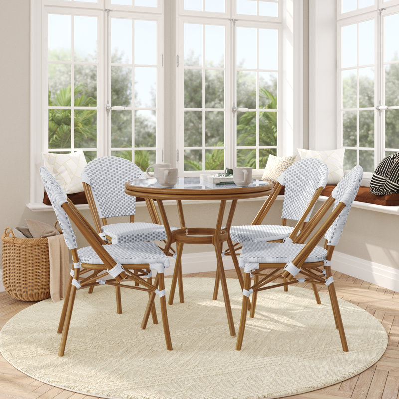 Ensemble bistro commercial avec table et quatre chaises Rylan, Brun / gris