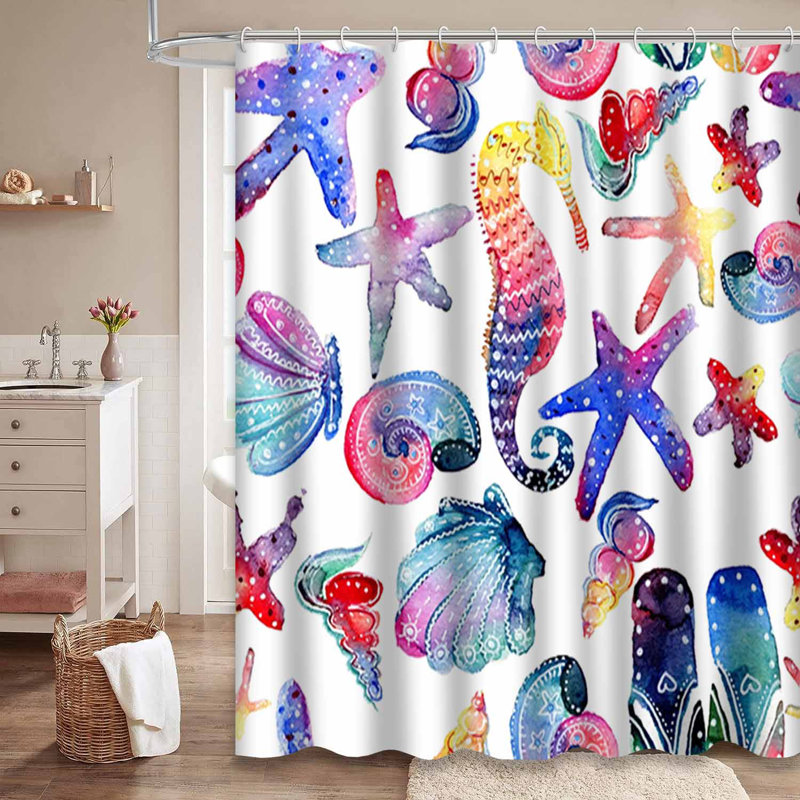 Rideau de douche avec 12 crochets, L 72 po x l 84 po