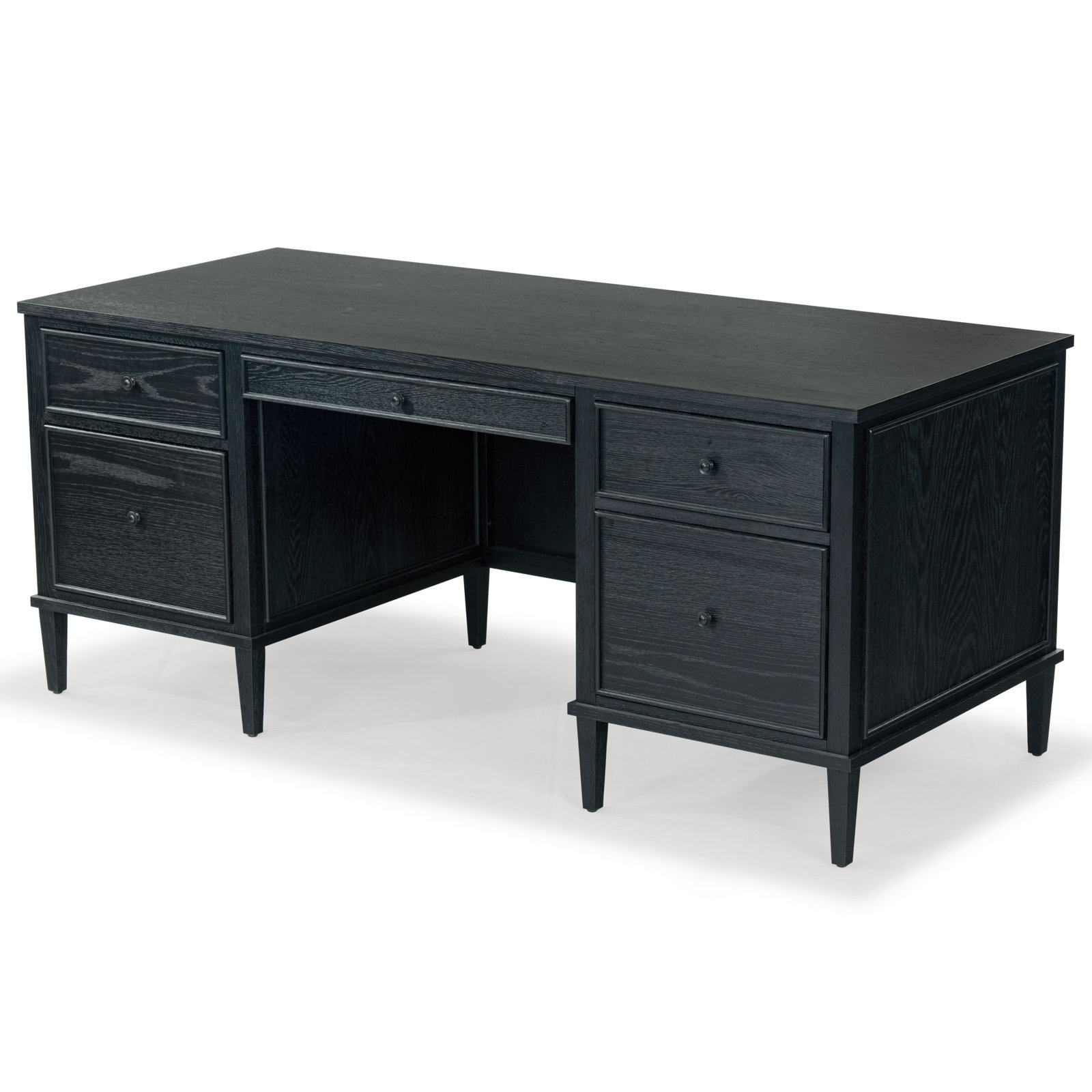 Nantwich 5 Drawer Wood Desk, Black
