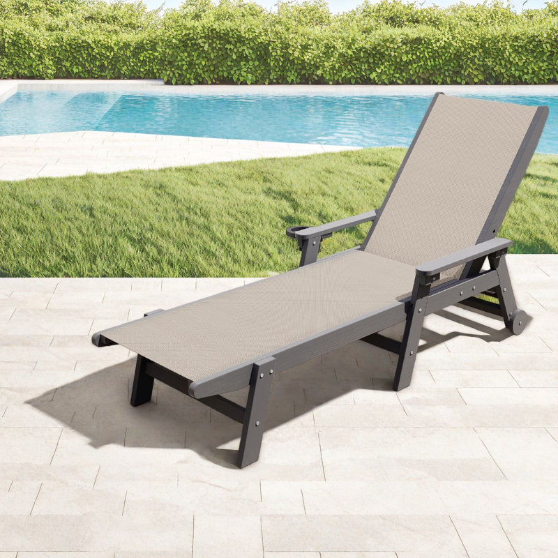 Méridiennes de patio réglables, chaise de piscine moderne mobile HDPE