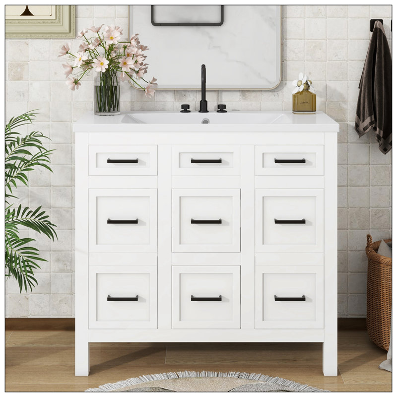 Meuble-lavabo simple 36 po avec plateau en résine Nyrek