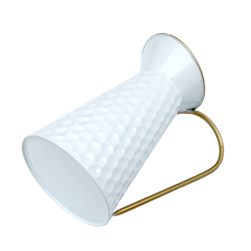 Metal Table Vase, White