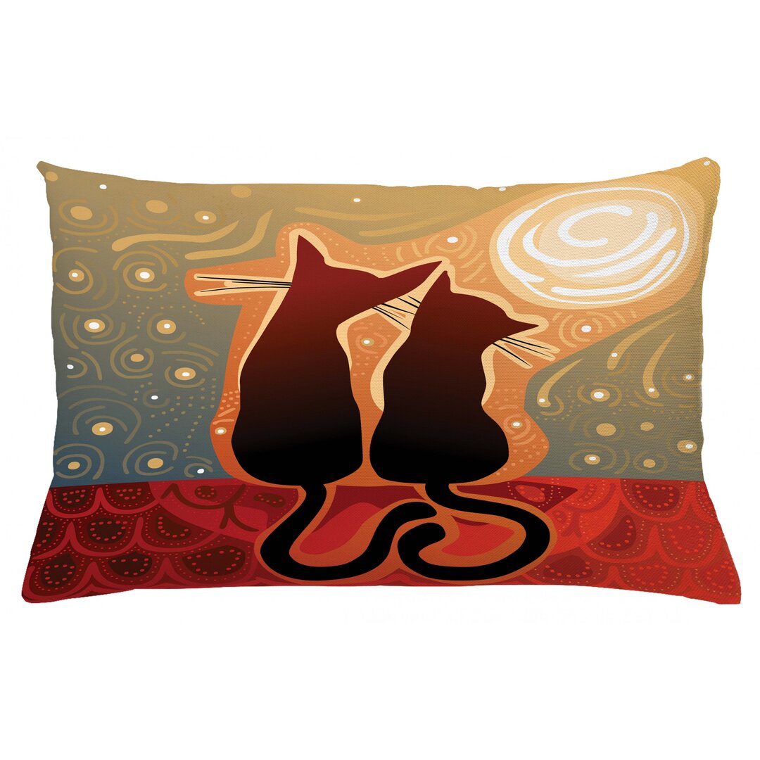 Kissenbezug, Mond in einem Sternenhimmel Liebe, Katze, Sage Grün Orange