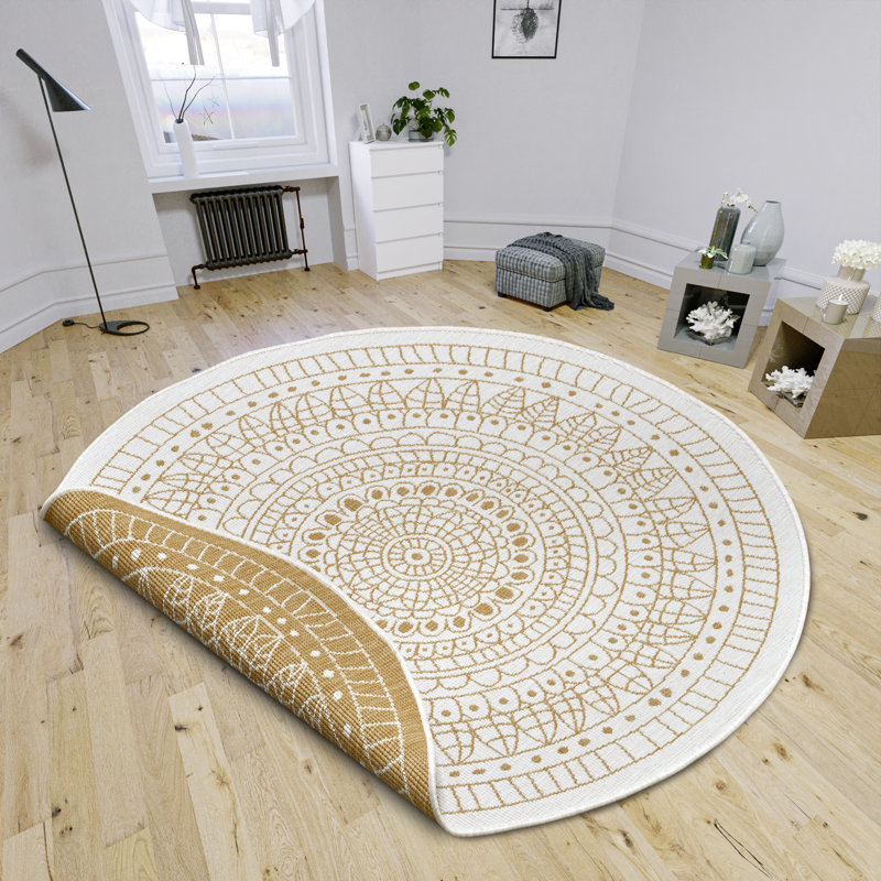 Round Oriental Indoor / Outdoor Area Rug, Round 140cm