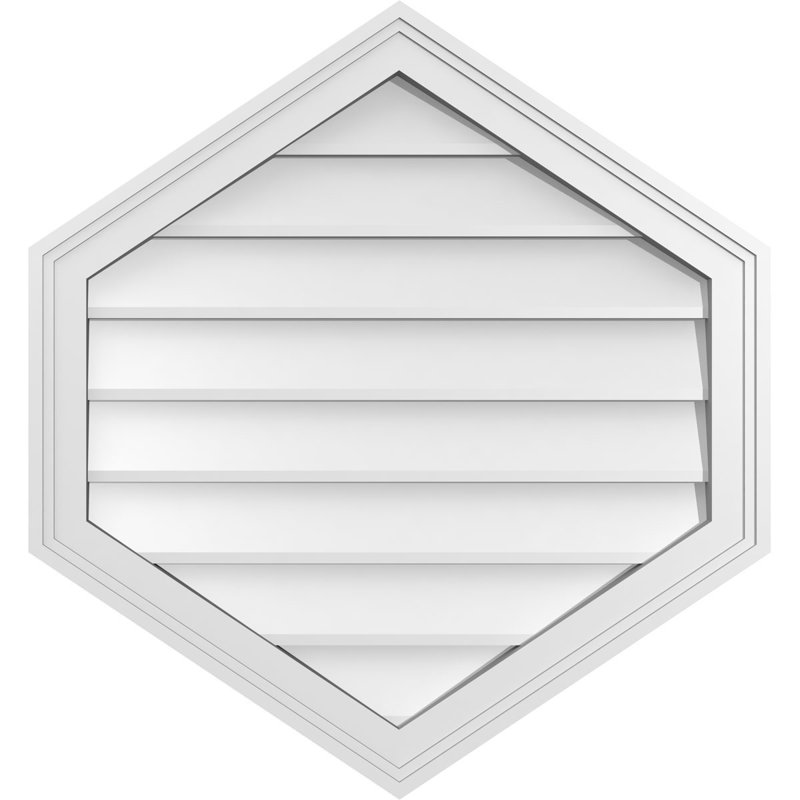 Vertical Peaked Surface Mount Signature Urethane Non-Functional Gable Vent 8/12 Pitch Primed Tan, 1.5" H x 26" W x 28" L