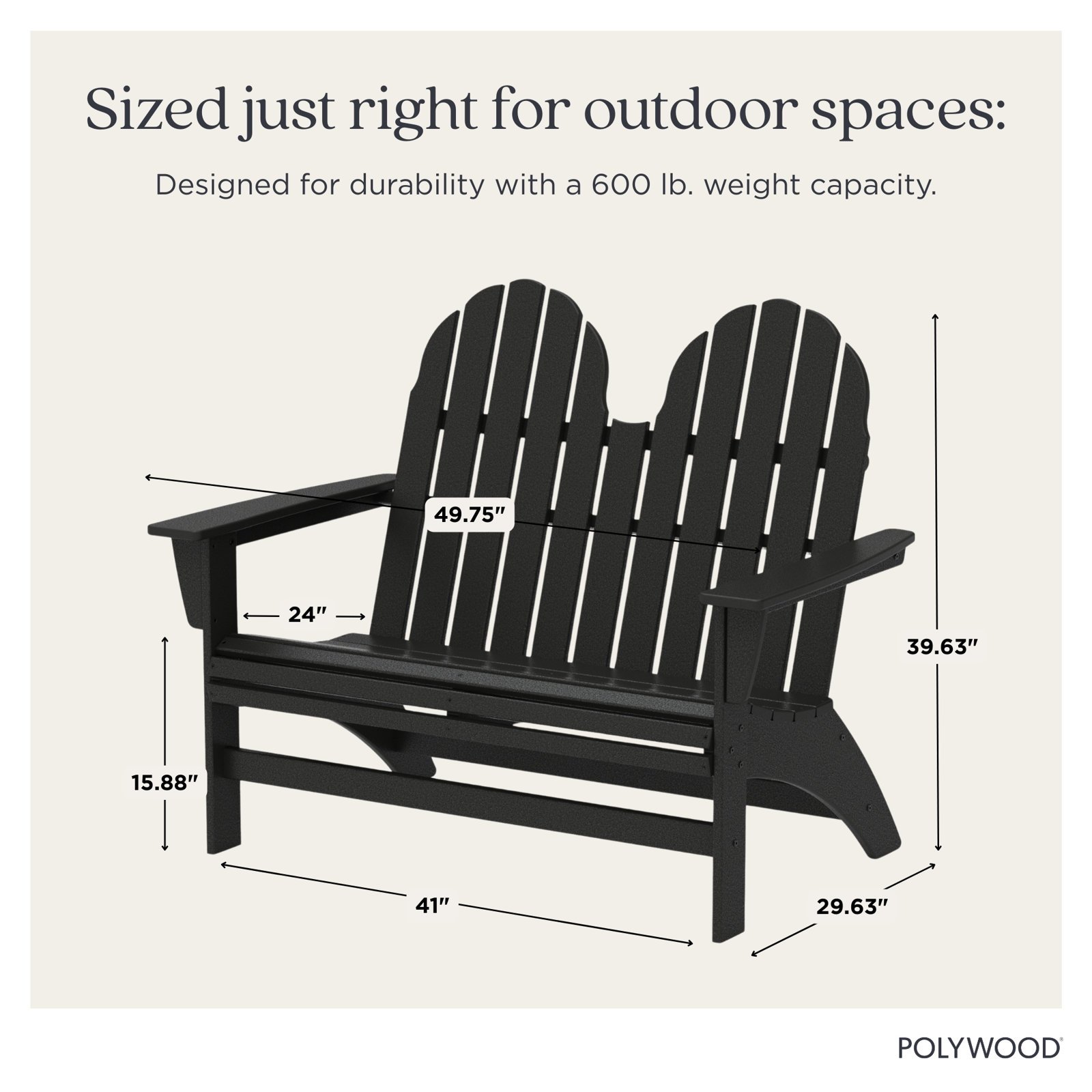 POLYWOOD® Vineyard 50" Patio Bench, White