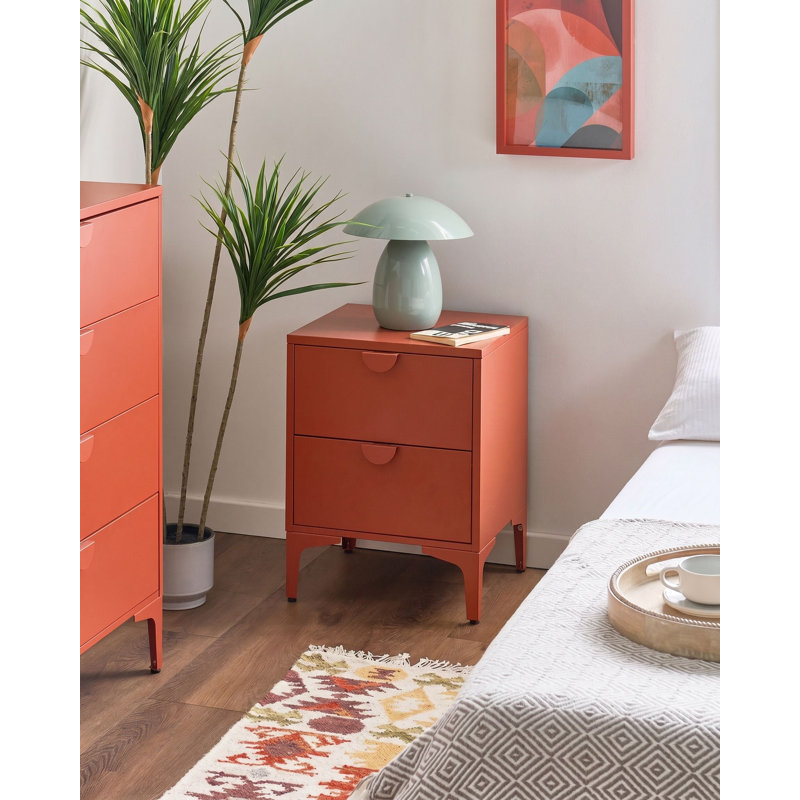 Andreita 45cm W Steel Bedside Table, Brown