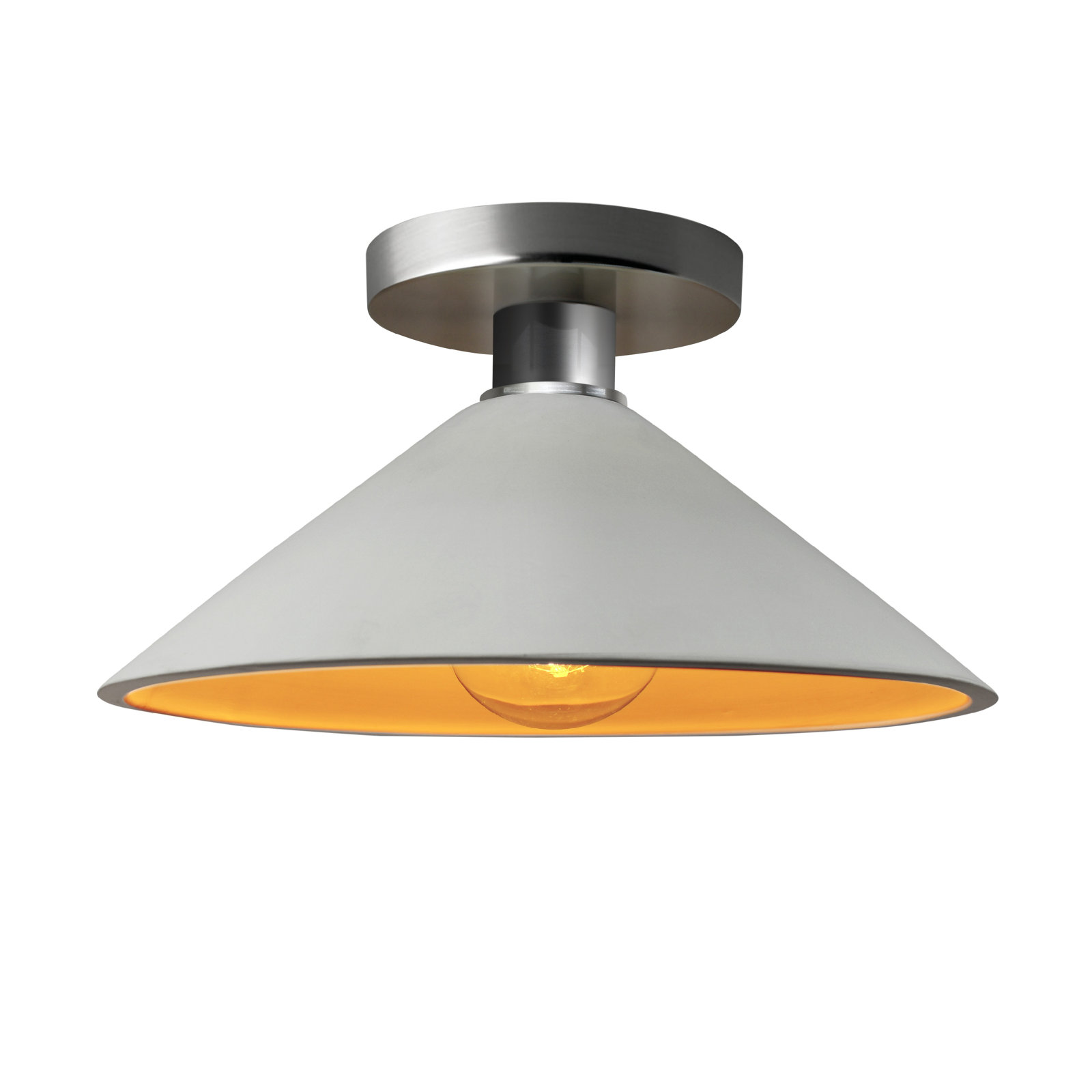 Single Light Ceramic Semi Flush Mount, Matte White/Champagne Gold, Brushed Nickel, Incandescent (Not Included)