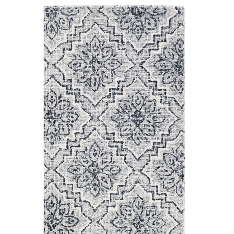 Abstract Hand Tufted Wool, Cotton Geometric Rug, Rectangle 5' x 8'