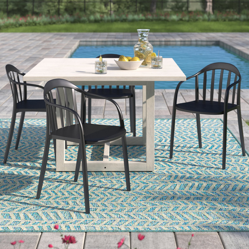 Amalfi Stacking Patio Dining Armchair, Black