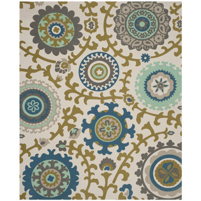 Tapis géométrique en coton tissé à la main Pritchett Cedar Brook