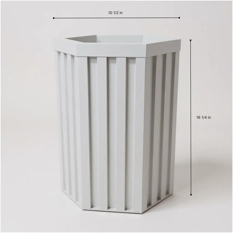 Hexagon Column Planter SM - White, White, 16.25" H x 9.13" W x 10.5" D
