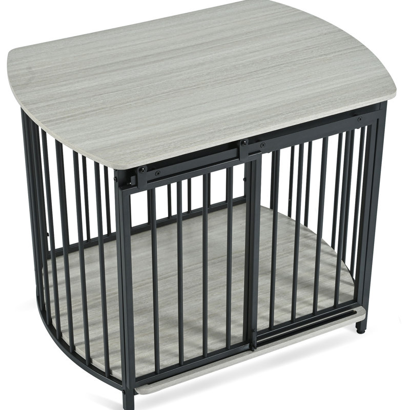 Enclos pour chien gris 31,5 po, fonctionnel pour les chiens de taille moyenne, chenil en bois solide et sécuritaire, stabilité de ventilation moyenne élégante
