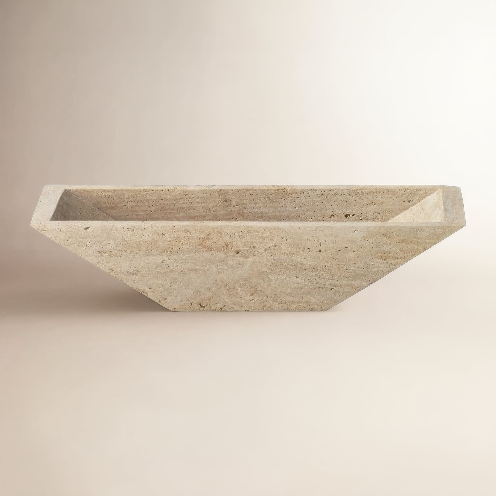 Travertine Tray Large Cream, 4" H x 4" W x 10" D